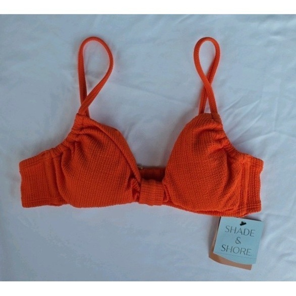New Shade & Shore Orange Bikini Top Adjustable Straps Size SM 4-6 (379)